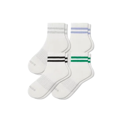 Bombas Vintage Stripes Quarter Sock 4-pack In Grey Dawn Mix