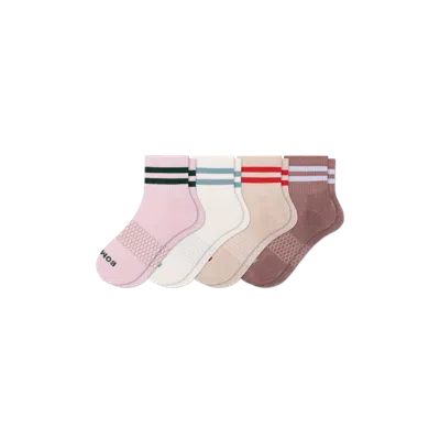 Bombas Vintage Stripes Quarter Sock 4-pack In Coco Beige Mix