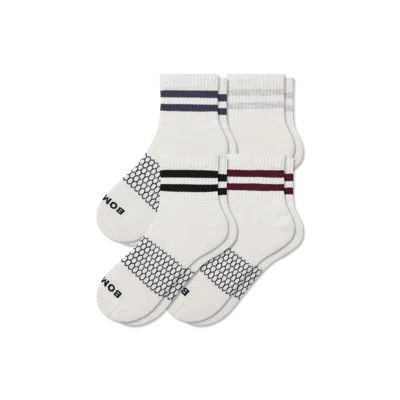 Bombas Vintage Stripes Quarter Sock 4-pack In Mixed White