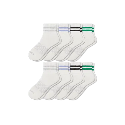 Bombas Vintage Stripes Quarter Sock 8-pack In Grey Dawn Mix