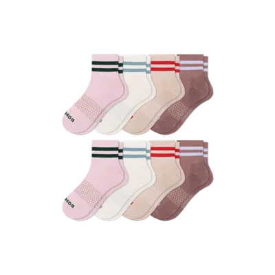 Bombas Vintage Stripes Quarter Sock 8-pack In Coco Beige Mix