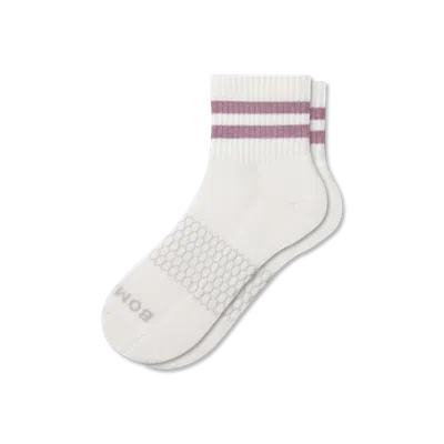 Bombas Vintage Stripes Quarter Socks In Burgundy