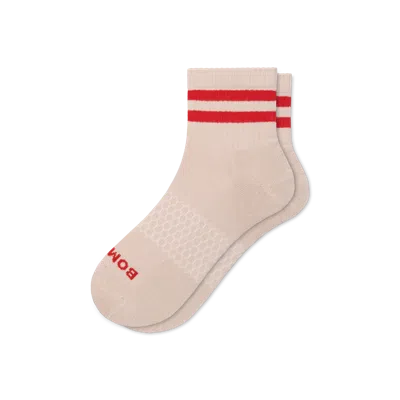 Bombas Vintage Stripes Quarter Socks In Feather Beige