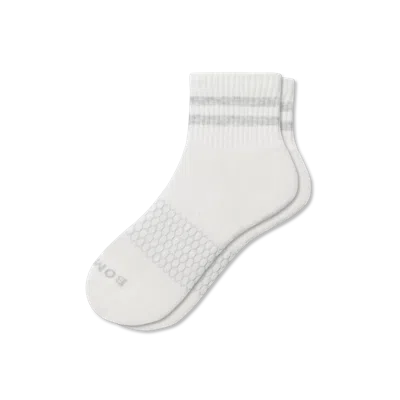 Bombas Vintage Stripes Quarter Socks In Light Grey