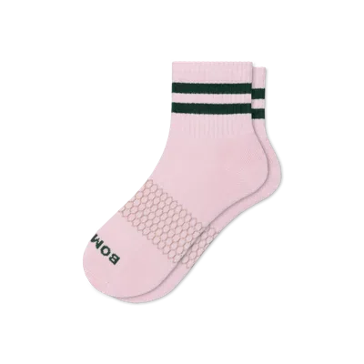 Bombas Vintage Stripes Quarter Socks In Rose
