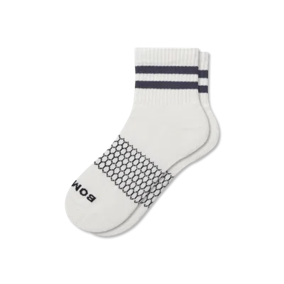 Bombas Vintage Stripes Quarter Socks In White