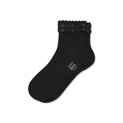 Bombas Wicked Ruffle Quarter Socks In Black