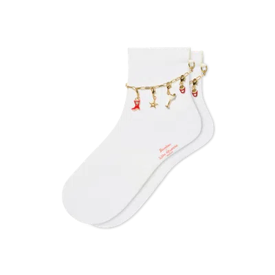 Bombas X Susan Alexandra Charms And Anklet Quarter Socks In White