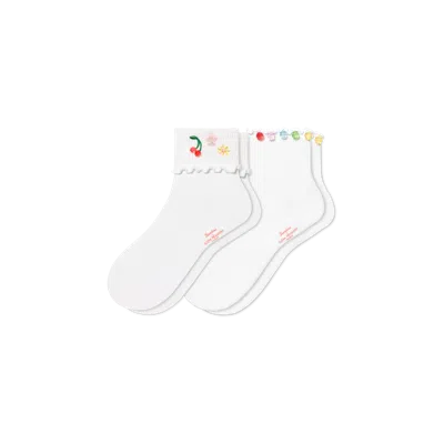 Bombas X Susan Alexandra Embellished Ruffle Rib Quarter Sock 2-pack
