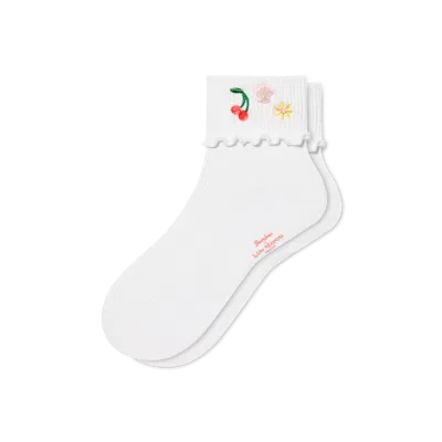 Bombas X Susan Alexandra Embellished Ruffle Rib Quarter Socks