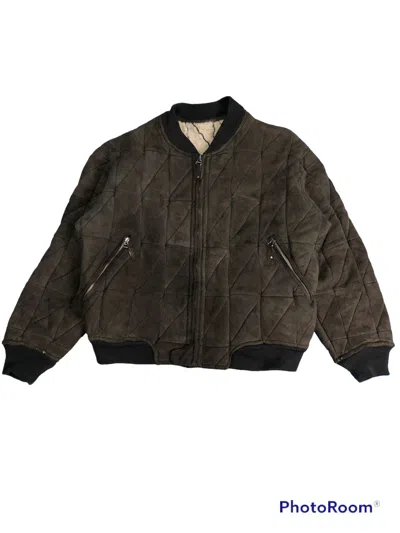 Pre-owned Bomber Jacket X Emporio Armani Vtg Giorgio Armani Montone Shearling Bomber Jacket In Dark Brown
