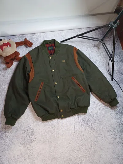 Pre-owned Bomber Jacket X Lacoste Very! Lacoste Vintage Wool Bomber Jacket In Green/brown