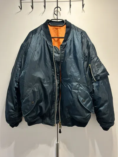 Pre-owned Bomber Jacket X Ma 1 Vintage Flyer's Ma-1 Bomber Jacket In Blue