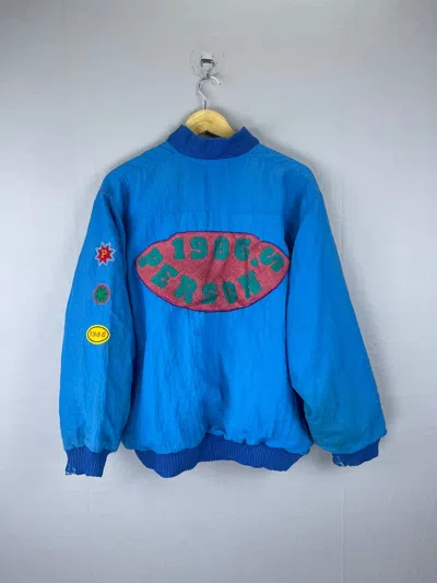 Pre-owned Bomber Jacket X Persons Vintage Person's 1986 Big Carpet Patches Bomber Jacket In Blue