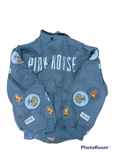 Pre-owned Bomber Jacket X Pink House Nice Design Pink House Patchwork Bomber Jacket In Blue