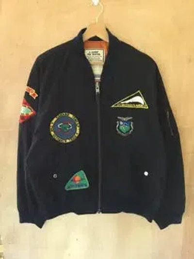 Pre-owned Bomber Jacket X Seditionaries Vintage Bomber Jacket Cold Dogs Patches Usa Zipper In Black