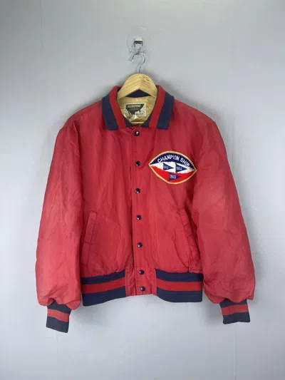 Pre-owned Bomber Jacket X Vintage Bubstag Champion Ship Rugby 60's Bomber Jacket In Red