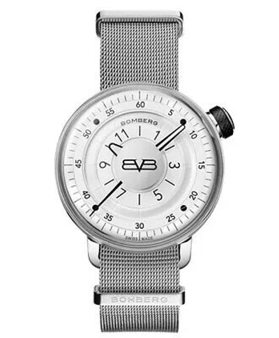 Pre-owned Bomberg Bb-01 Ct43h3ss.02-2.9 Men's Quartz White Silver Watch