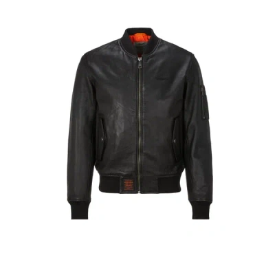 Bombers Original Viper Leather Bomber Jacket In Black