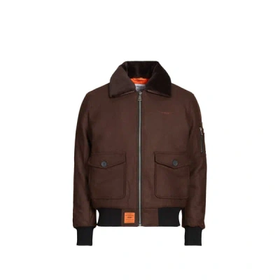 Bombers Original Veste Ample À Col Contrasté En Laine Mélangée In Brown