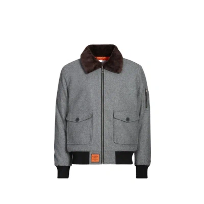 Bombers Original Veste Ample À Col Contrasté En Laine Mélangée In Gray