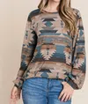 Bombom Aztec Print Sweater In Brown In Animal Print