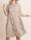 Bombom Cheetah Print Dress In Beige/brown In Multi