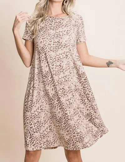 Bombom Cheetah Print Dress In Beige/brown In Multi