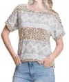Bombom Crewneck Top In Peach In Gray