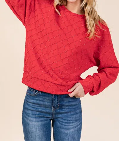 BOMBOM DIAMOND PATTERNED TOP IN RED