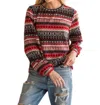 Bombom Fairaisle Patterned Knit Top In Red Multi In Multi