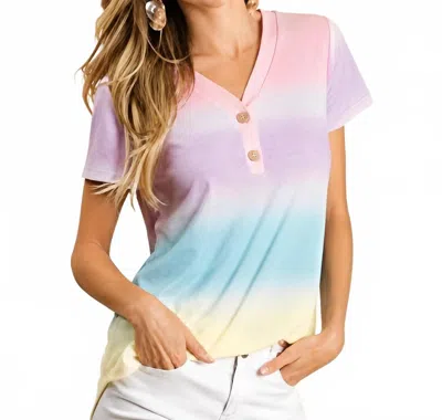 Bombom Multicolored Tee Top In Pink/blue/yellow