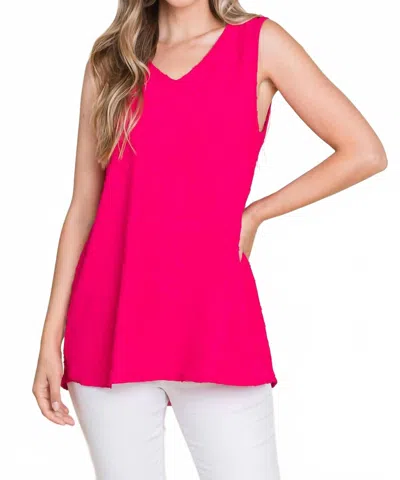 Bombom Relaxed Dot Texture Tank Top In Fuchsia In Pink