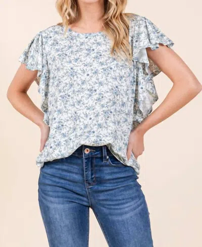 BOMBOM RUFFLE TOP IN BLUE