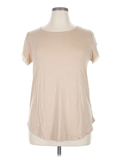 Pre-owned Bombom Short Sleeve Top Tan Scoop Neck Tops