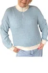 Bombom Sierra Waffle Knit Top In Light Blue In Multi