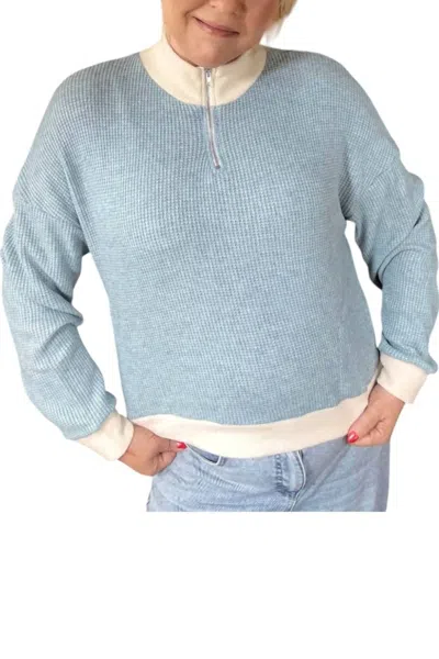 Bombom Sierra Waffle Knit Top In Light Blue