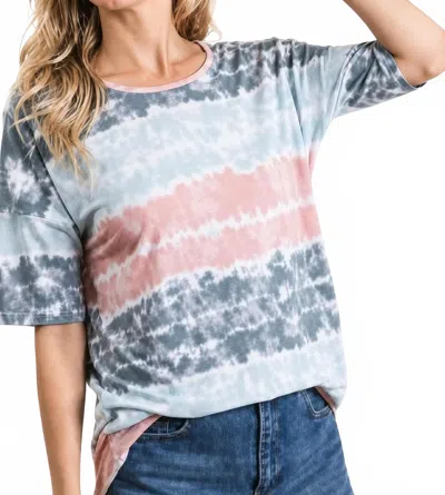 Bombom Tie Dye Stripes Top In Blue Multicolor