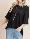 Bombom Waffle Knit Top In Black In Black