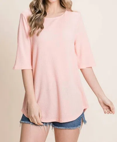 Bombom Waffle Knit Top In Blush In Multi