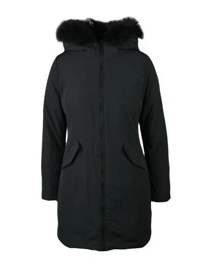 Bomboogie Black Fitted Polyester-blend Parka