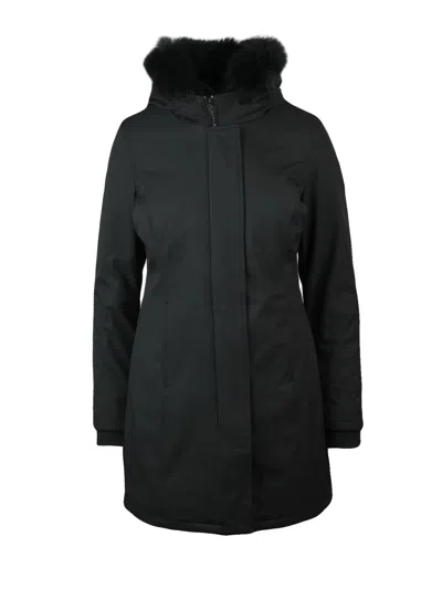 Bomboogie Black Fitted Polyester-blend Parka