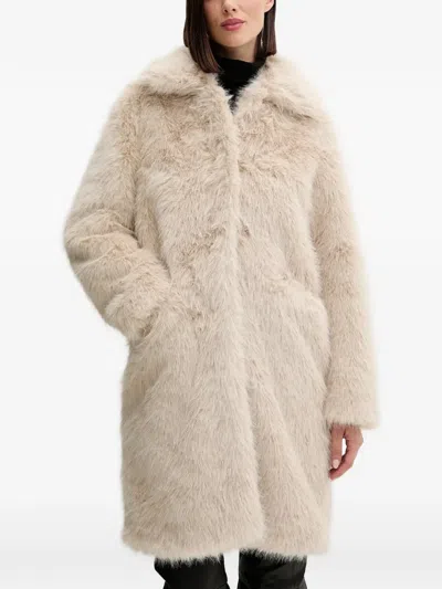 Bomboogie Button Fastening Collared Coat In Neutral