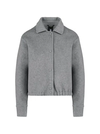 Bomboogie Button-up Cropped Jacket In Grey