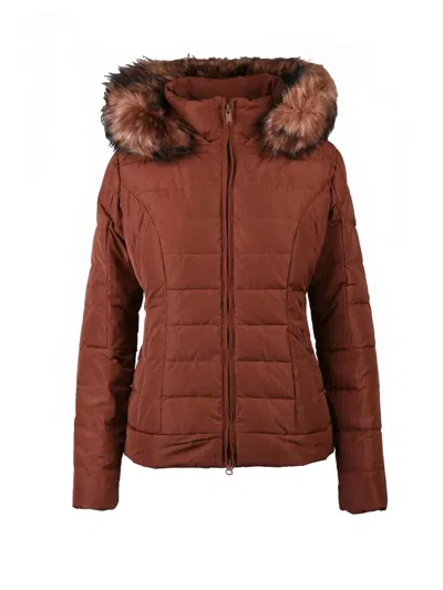 Bomboogie Copper Quilted Polyester Short Down Jacket In Brown