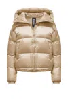 Bomboogie Cropped Down Jacket With Fixed Hood In Gold