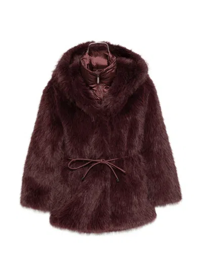 Bomboogie Faux-fur Hooded Jacket In Purple