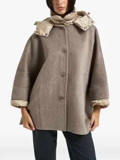Bomboogie Hooded Button-up Coat In Multi