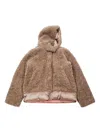 Bomboogie Hooded Faux-fur Jacket In Brown