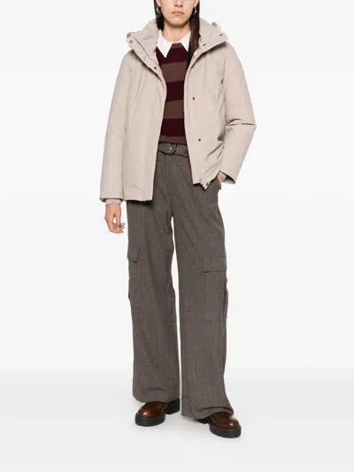 Bomboogie Hooded Quilted Jacket In Neutral